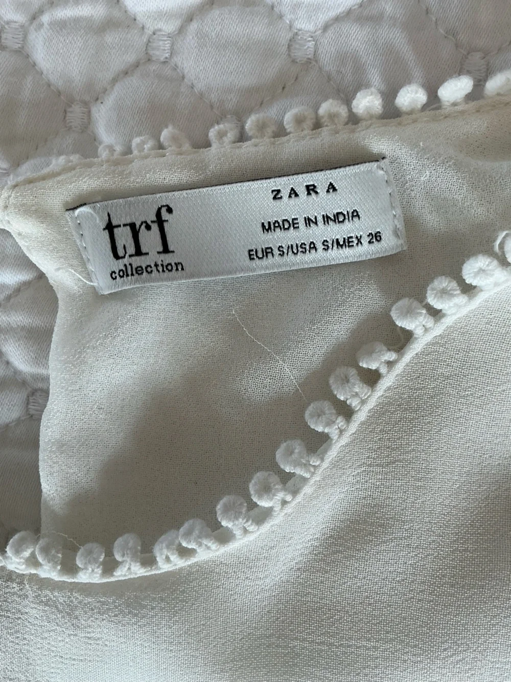 Zara White Ruffled Embroidered Peplum Top - Women S